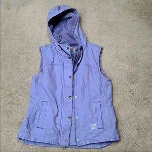 Carhartt washed Duck Sherpa-lined Hooded Vest Small. Like NEW